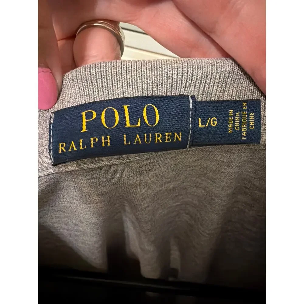 Polo Ralph Lauren Men's Polo Shirt Size Large Gray Cotton Shirt Golf Preppy